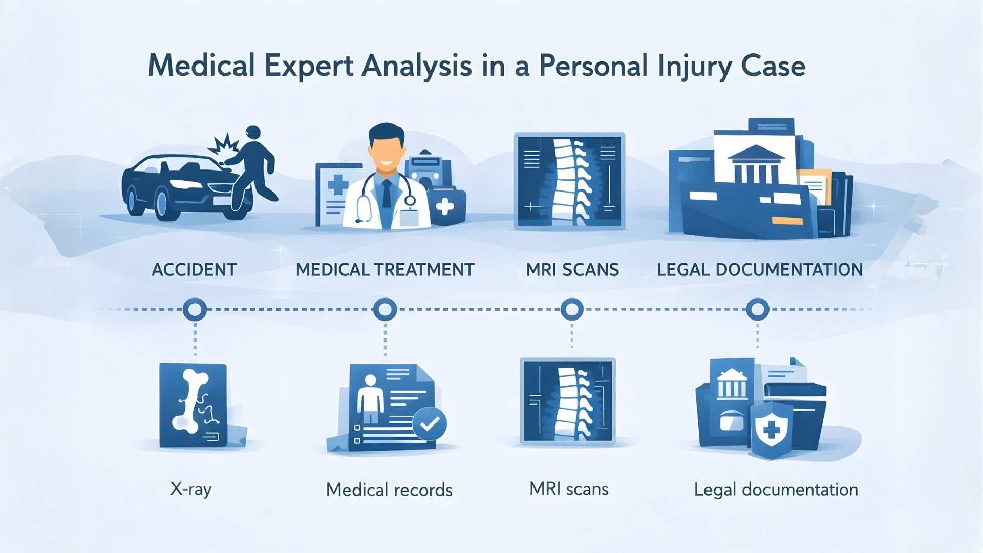 medical expert analysis process in personal injury case from accident to legal documentation
